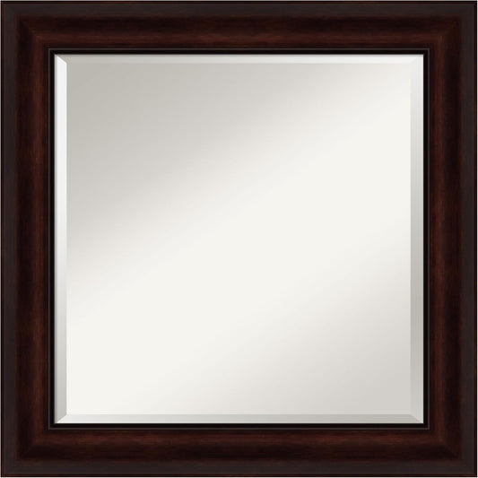 Amanti Art Brown Wall Mirror 25x25 Coffee Bean Brown Square Bathroom Mirror for Wall Decor Living Room, Medium Casual Frame, Hangs Horizonally and Vertically, Bathroom Decor, Beveled Edge from WI, USA