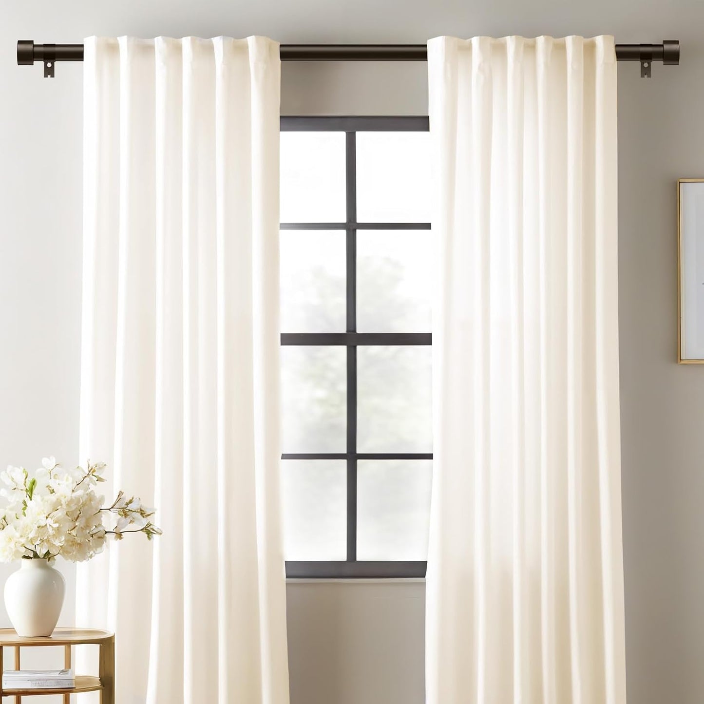 2 Pack Curtain Rods for Windows 28 to 48 Inch(2.3-4ft), 1 Inch Bronze Curtain Rods Set, Adjustable Heavy Duty Curtain Rod for Patio Bedroom Living Room, Modern Drapery Rods, Size 32"- 60"