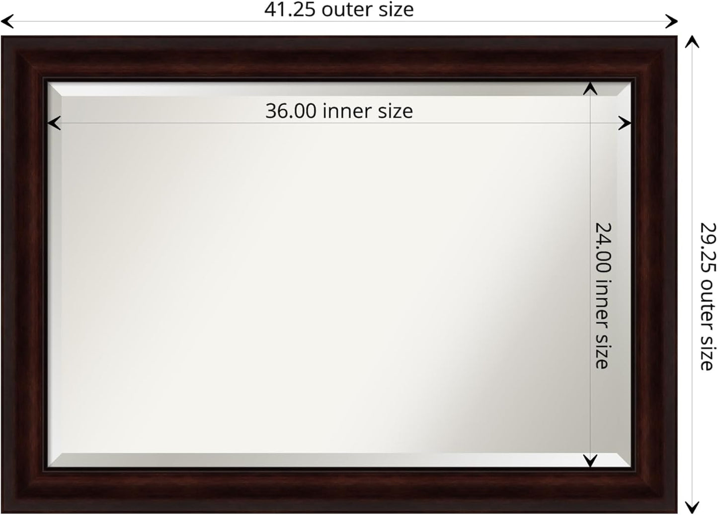 Amanti Art Brown Bathroom Mirror for Over Sink, 29x41 Coffee Bean Brown Rectangle Vanity Mirror, Large Casual Frame, Hangs Horizonally and Vertically, Bathroom Wall Decor, Beveled Edge from WI, USA