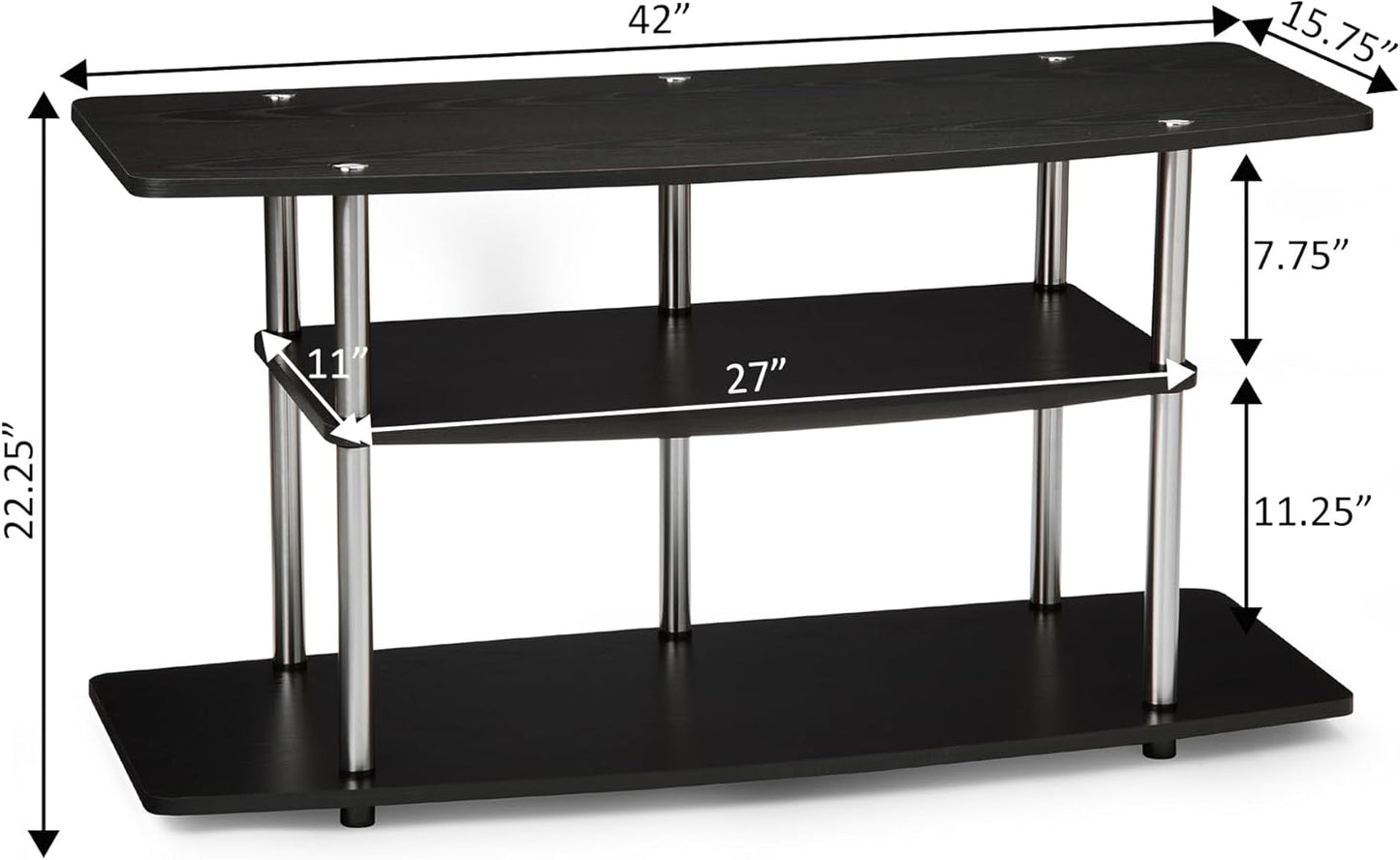 Convenience Concepts Designs2Go No Tools 46 inch 3 Tier Wide TV Stand, Black