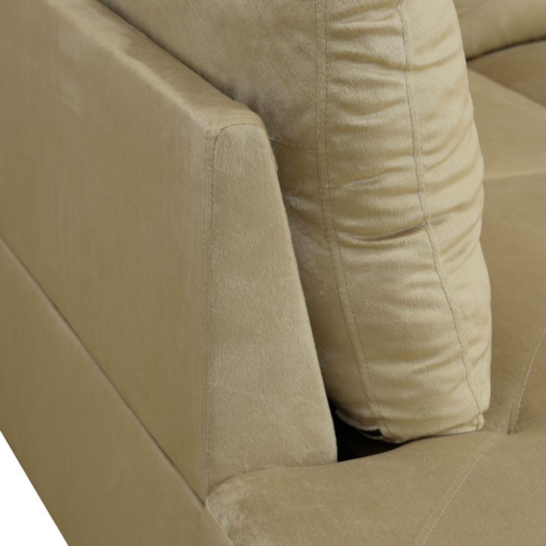 Beige L-Shaped 3-Piece Microfiber Sofa with Storage Ottoman Set, Sectional Couch Sofa Set for Living Room, Office, Small Space