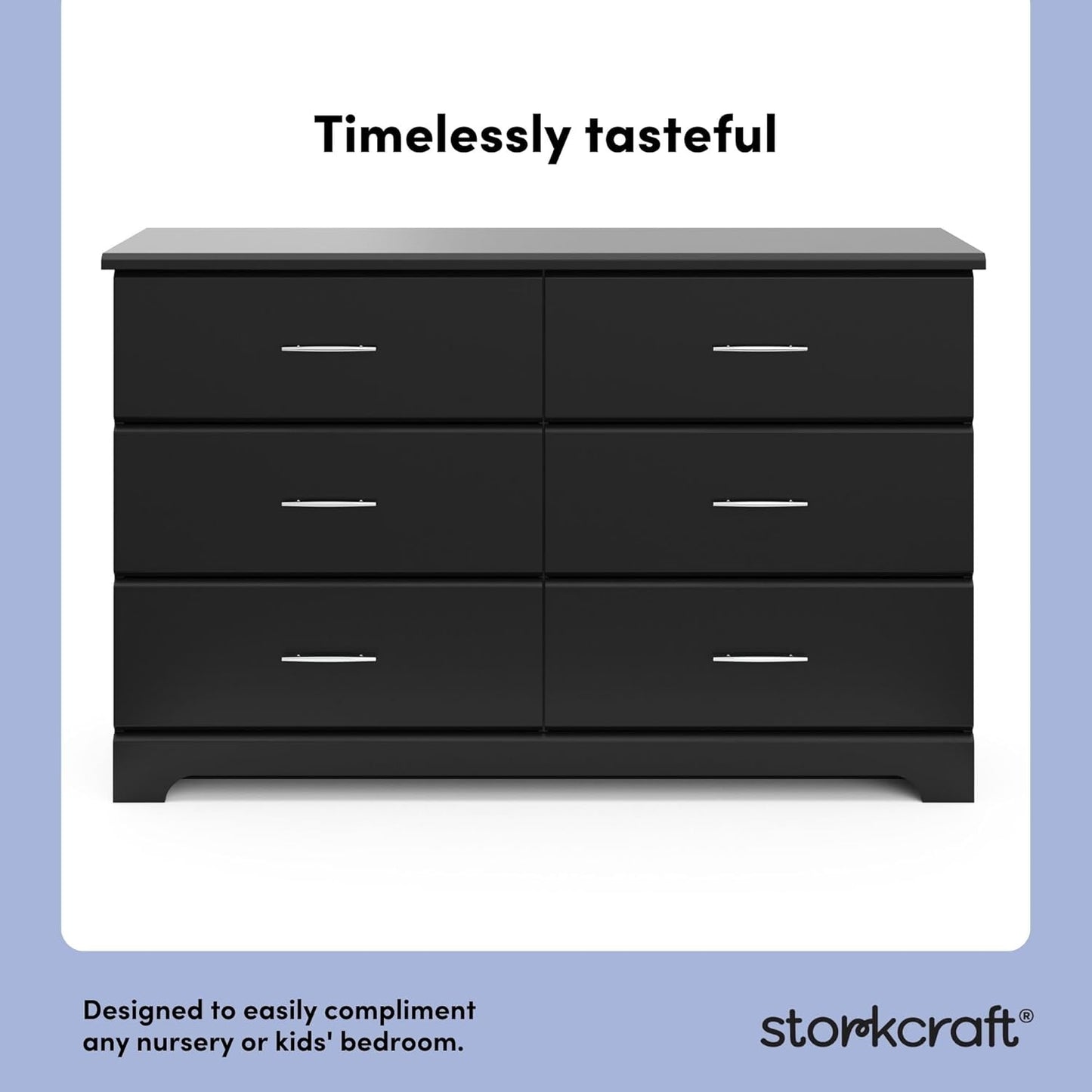 Storkcraft Brookside 6-Drawer Dresser (Black) – GREENGUARD Gold Certified, Nursery & Kids Storage, Nursery Essentials, Kids Room Storage, Durable Bedroom Dresser