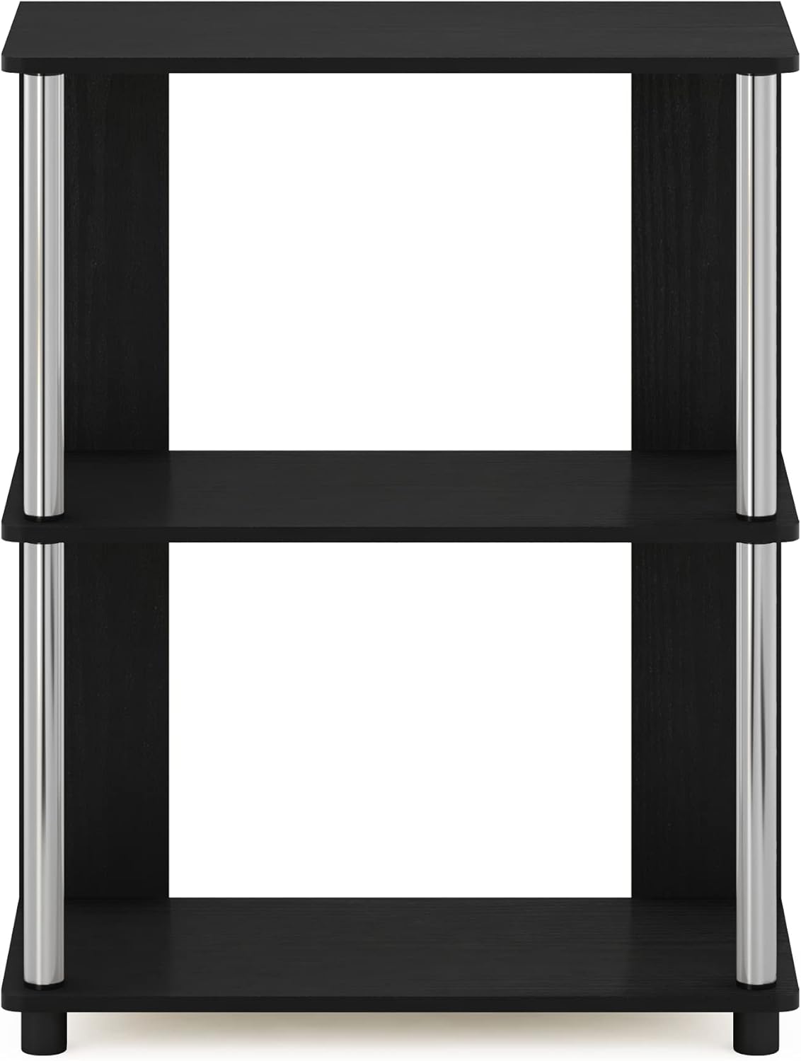 Furinno Jaya Simple Design 3-Tier Bookcase/Bookshelf/Display Rack with Stainless Steel Tubes, Americano