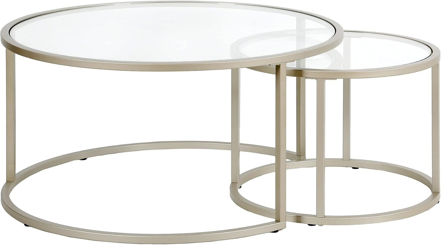 Watson Round Nested Coffee Table in Satin Nickel