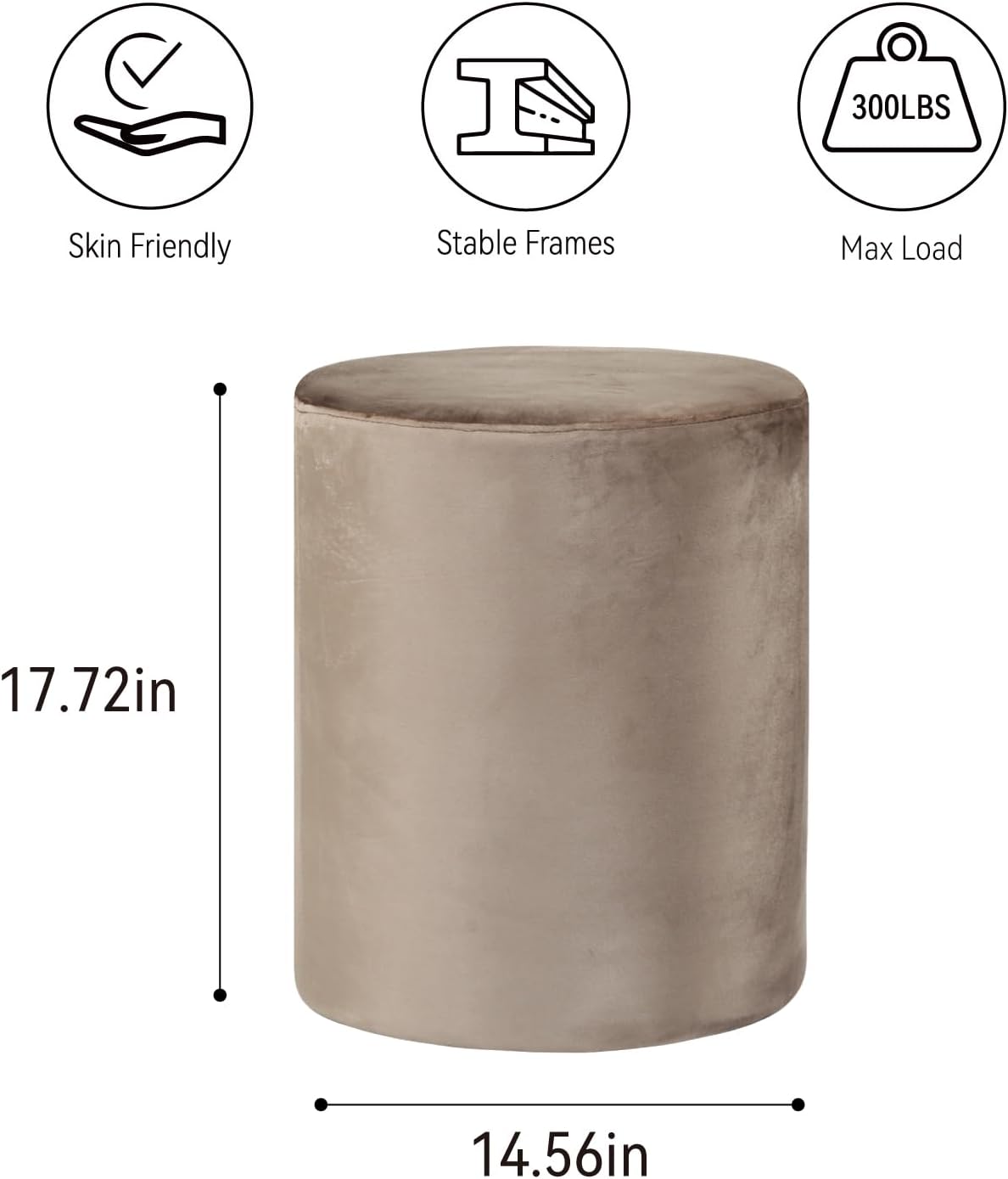 Get Set Style Modern Round Ottoman with Soft Padded Seat, Multifunctional Vanity Stool for Makeup, Upholstered Footrest Stool Ottoman Foot Stool for Living Room, Bedroom