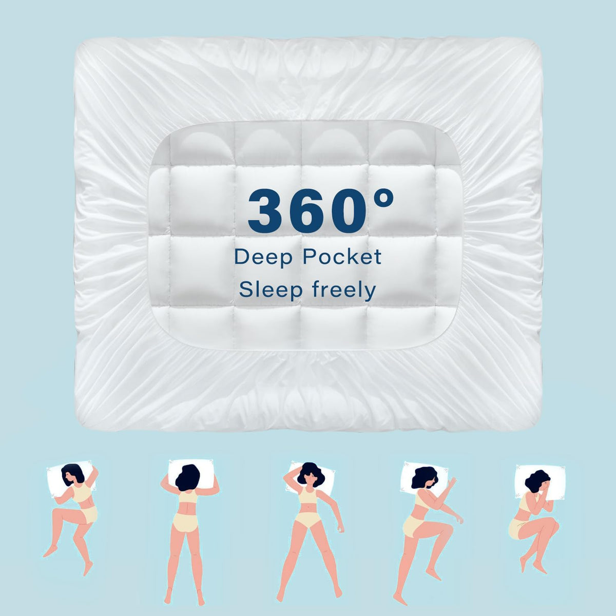 Anluoer Full Memory Foam Mattress Topper, Pillow Top Mattress Topper for Back Pain, Extra Thick Breathable Mattress Pad with 8-21" Deep Pocket, 54x75 Inches, Cream