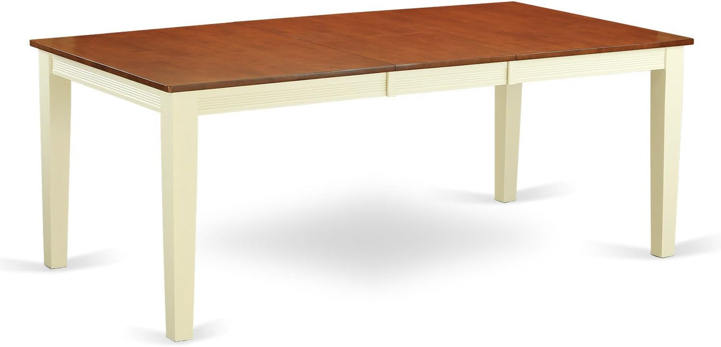 East West Furniture QUDA7-BMK-W 7 Piece Dining Table Set Consist of a Rectangle Wooden Table with Butterfly Leaf and 6 Dining Room Chairs, 40x78 Inch, Buttermilk & Cherry