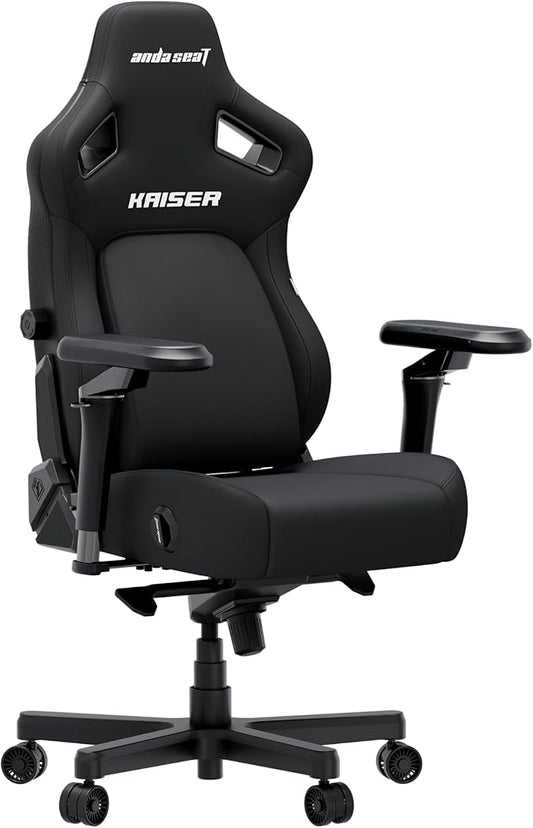 Anda Seat Kaiser 4 Large Gaming Chair for Adults - Ergonomic Black Fabric Gaming Seat with 6D Armrest, Comfortable Office Chair with Lumbar Support, Heavy Duty Wide Computer Seat
