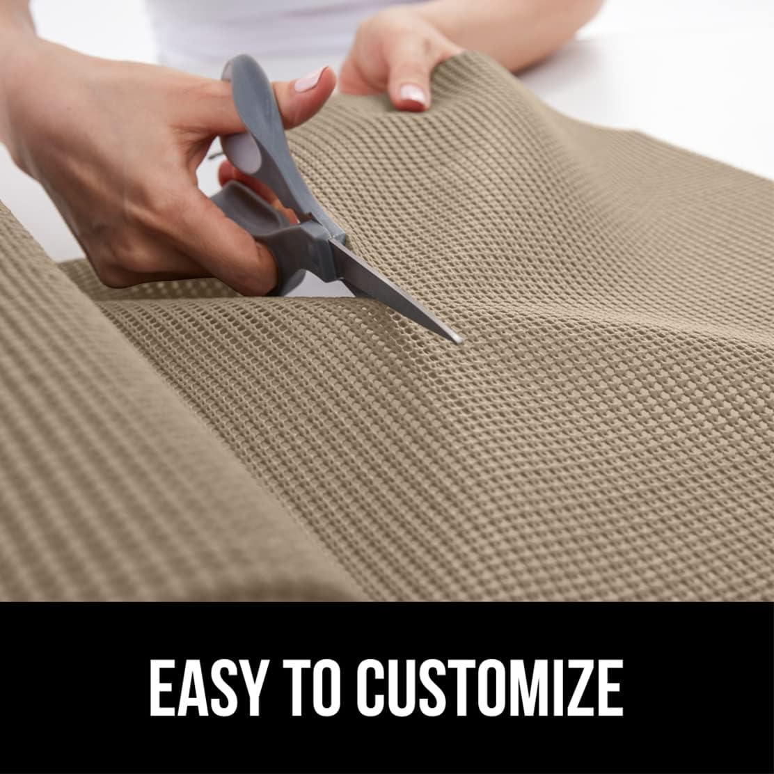 GORILLA GRIP powerGRIP Drawer Shelf and Cabinet Liner, Thick Strong Hold, Non-Adhesive Liners Protect Kitchen Cabinets and Cupboard, Bathroom Drawers, Easy Install, Breathable Mat, 17.5" x20', Beige