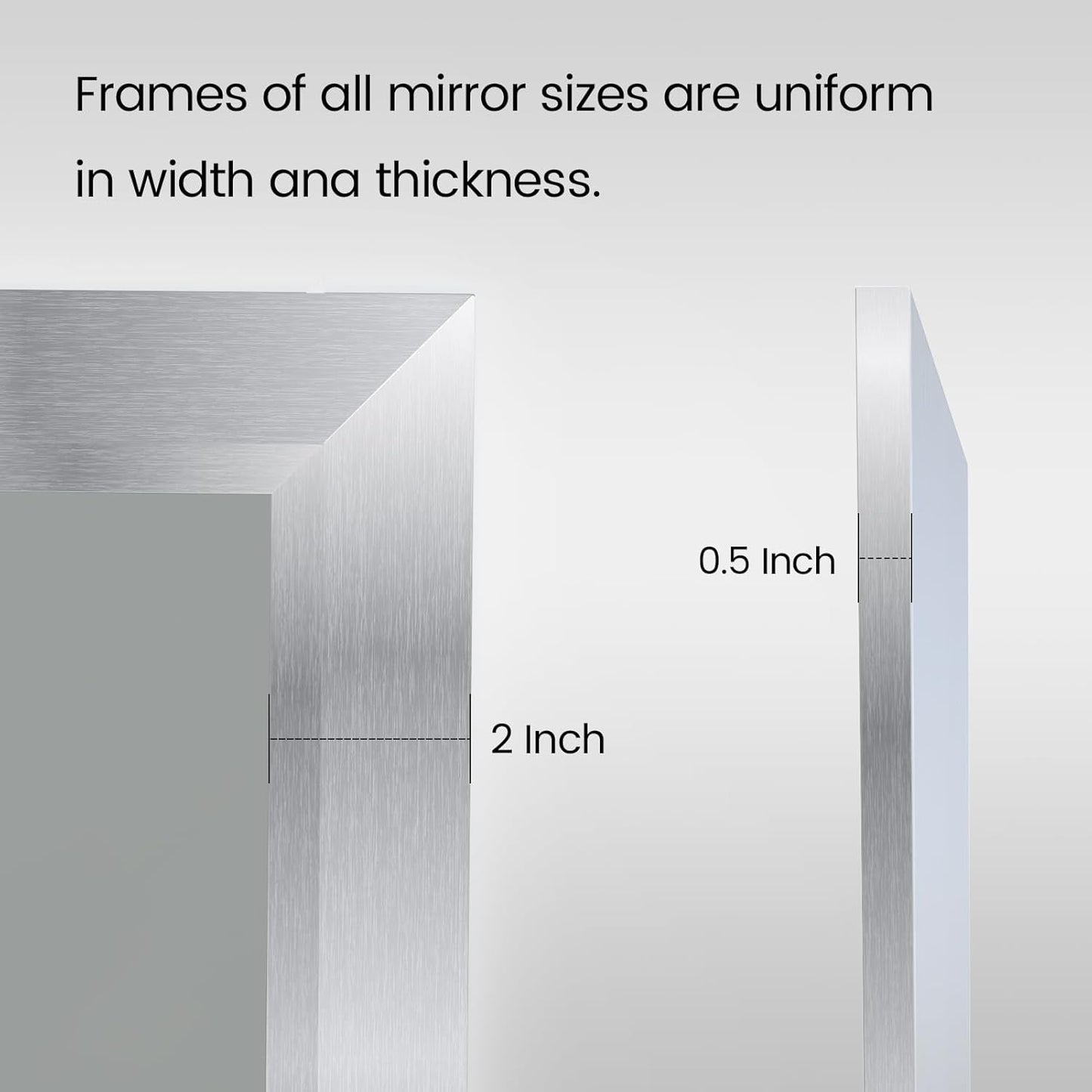 Amorho 60 X30 Inch Bathroom Mirror Silver, Thick Metal Framed Wall Mirrors for Over Sink, Brushed Nickel Mirror Perfect for Bedroom, Living Room, Entryway, Rectangle (Horizontal/Vertical).