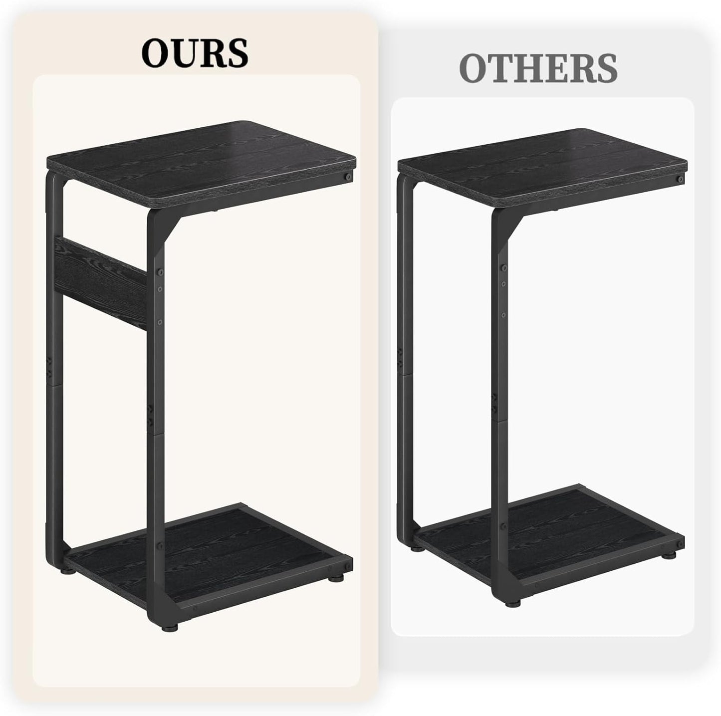 Narrow C-Shaped End Table, Small Side Table for Couch, Sofa TV Tray Table for Living Room, Bedroom, Bedside ET-YB-BK1