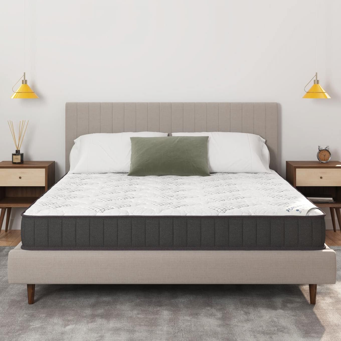 Ottomanson Full 9" Hybrid Mattress - Medium-Firm Support - Made in USA - Individually Pocketed Coils & CertiPUR-US Foam - Fiberglass-Free - Bed in a Box