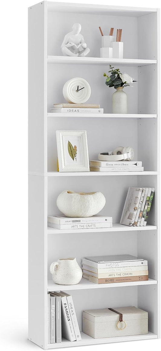 VASAGLE CUSTOS Collection - Bookshelf, 6-Tier Bookcase, Book Shelf, Open Storage Shelf, 9.4 x 23.6 x 63.3 Inches, for Living Room, Home Office, Dinning Room, Cloud White ULBC166T14