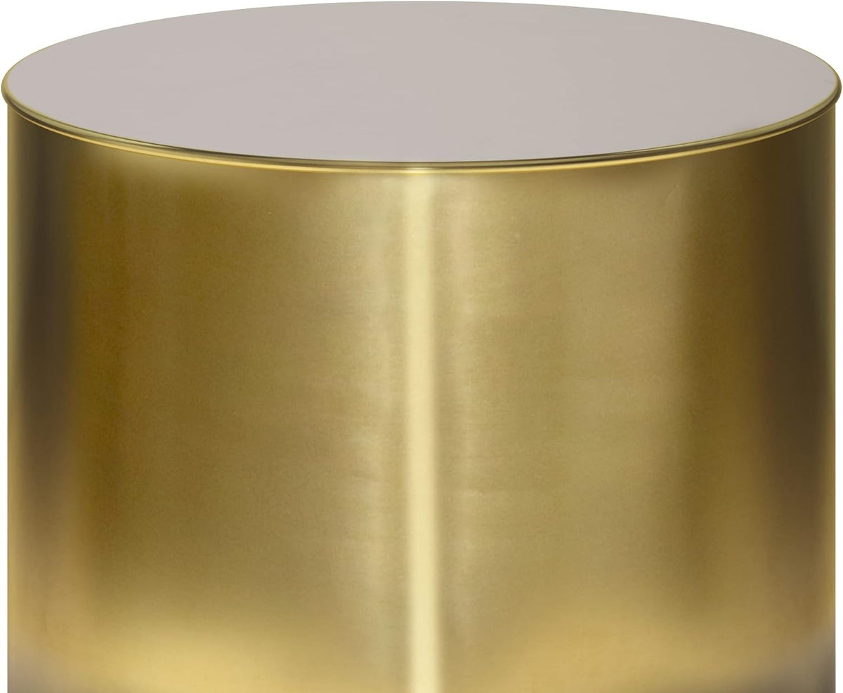 SIMPLIHOME Curtis Industrial 16 inch Wide Metal Metal Cylinder Accent Table in Ombre Black/ Gold, Fully Assembled for the Living Room and Bedroom