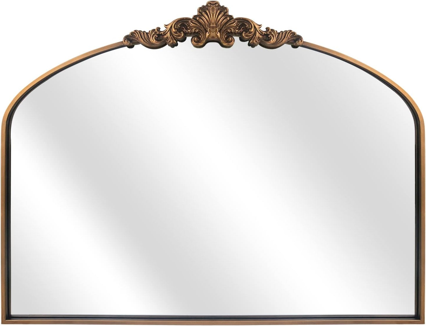 WAMIRRO Arched Mirror,Gold Traditional Vintage Ornate Baroque Mirror,Antique Brass Mirrors for Entryway/Fireplace/Living Room/Hallway/Bathroom.36 X30 Gold
