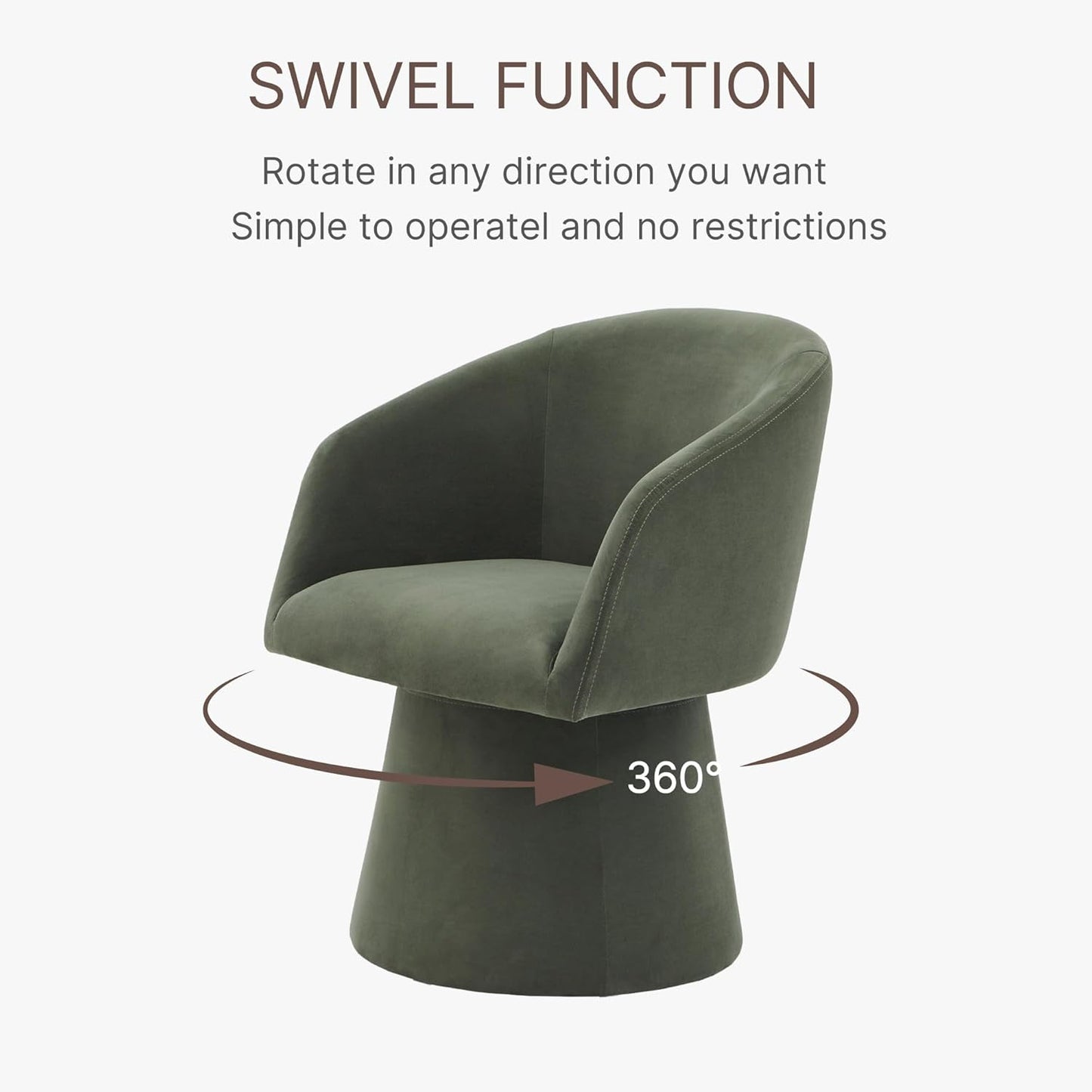 Swivel Dining Chairs Modern Accent Armchair Side Deskchair for Diningroom Vanity Bedroom Livingroom Reading Room,Green,2 Box