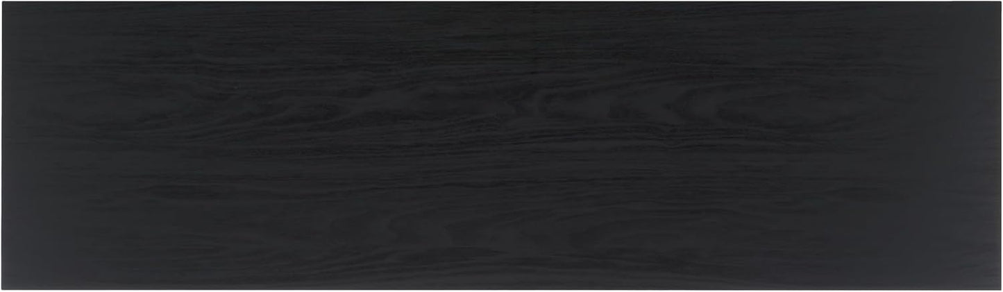 SAFAVIEH Aino TV Stand for up to 60" Flatscreen – Black, 2 Sliding Doors with Interior Storage, 1 Open Shelf, Entertainment Media Console (MED9619B)