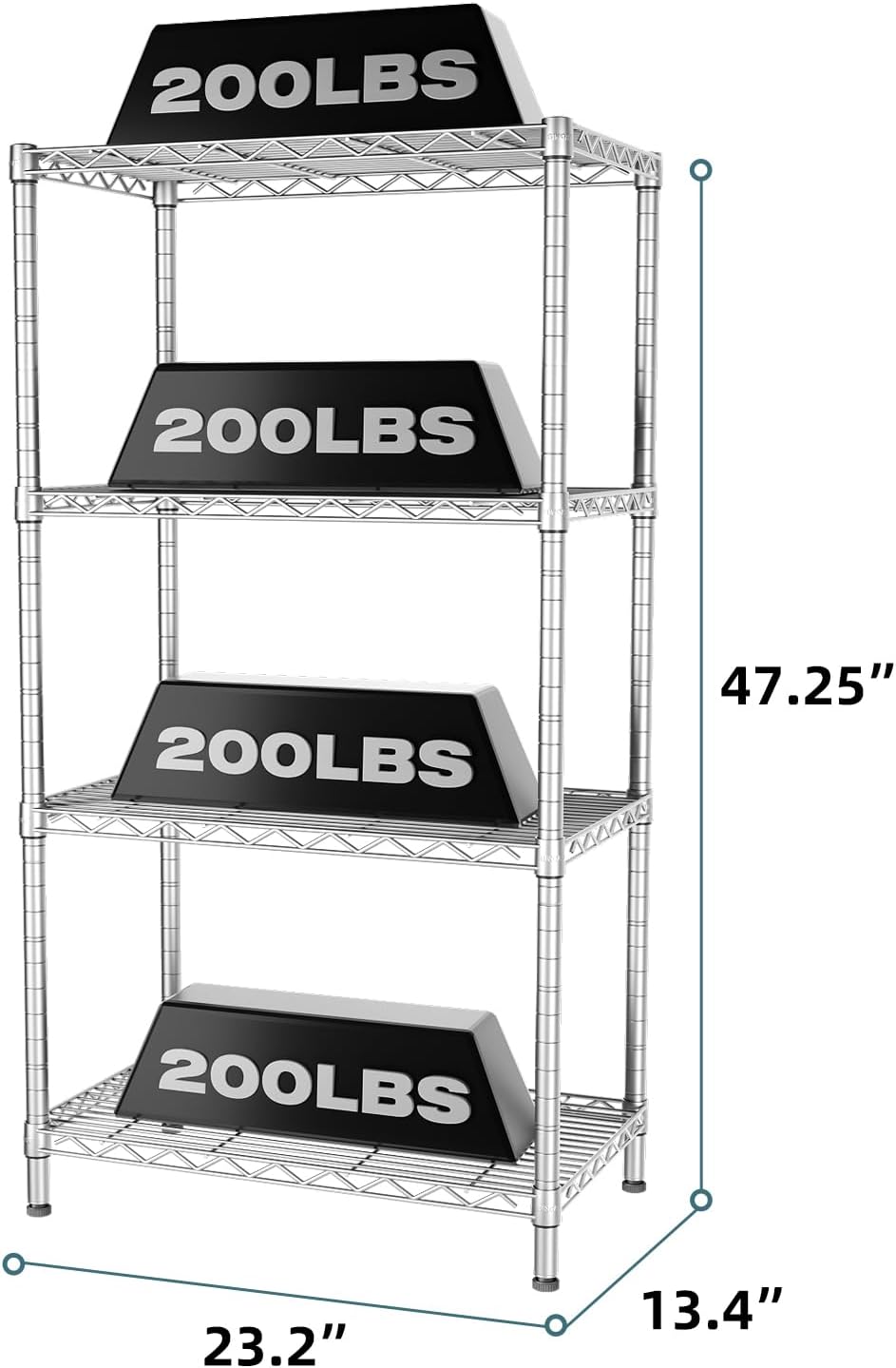 SINGAYE 4 Shelves Adjustable Storage Shelf Wire Shelving Rack Bathroom Standing Units Laundry Room Organization for Kitchen Office Bathroom Organizers Metal Pantry 14" D x 24" W x 48" H Gray