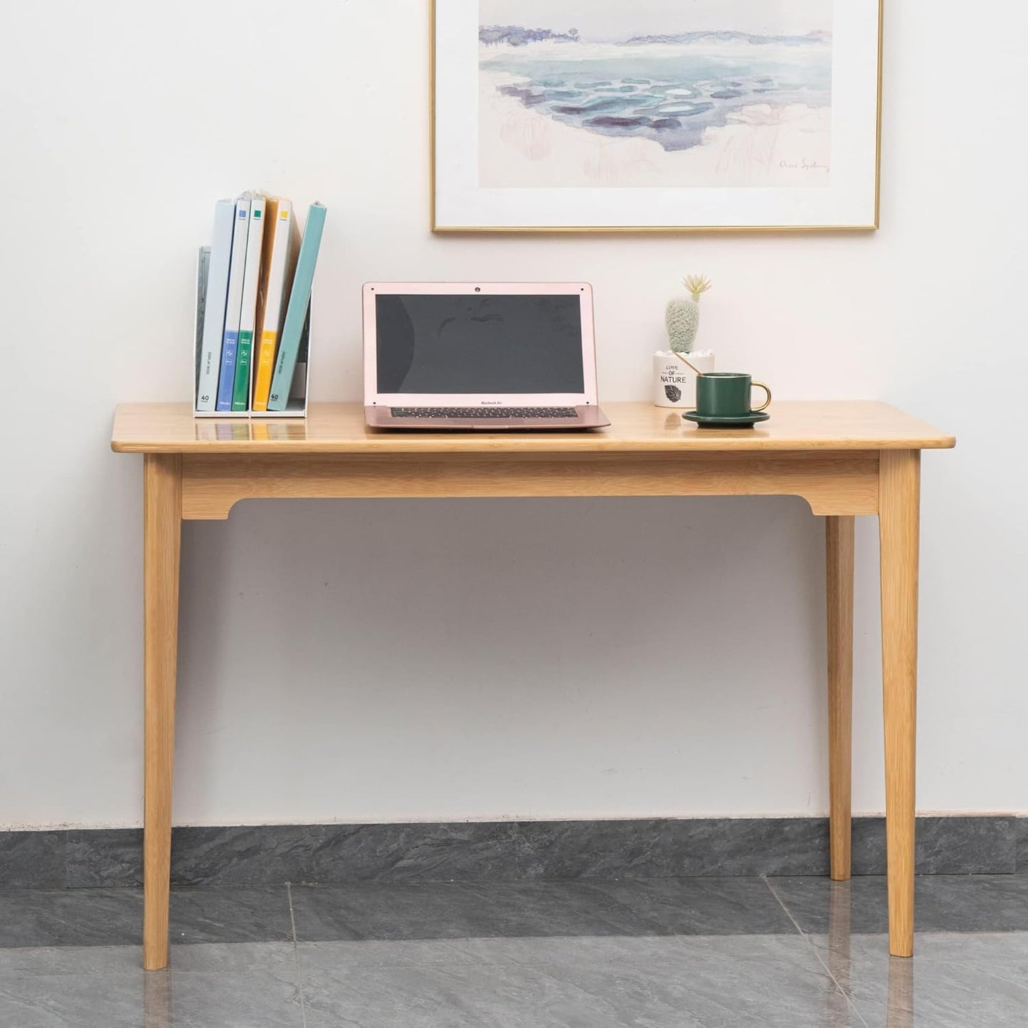 Maydear 47" Bamboo Writing Desk Multipurpose Table, Modern Simple Computer Desk Dining Table for Bedroom, Living Room, Home and Office, Kitchen