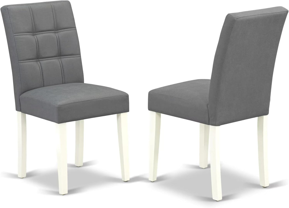 East West Furniture ANAS3-LWH-41 3 Piece Kitchen Table Set consists A Wooden Table and 2 Platinum Gray Polyester Fabric Person Chairs with Stylish Back- Linen White Finish
