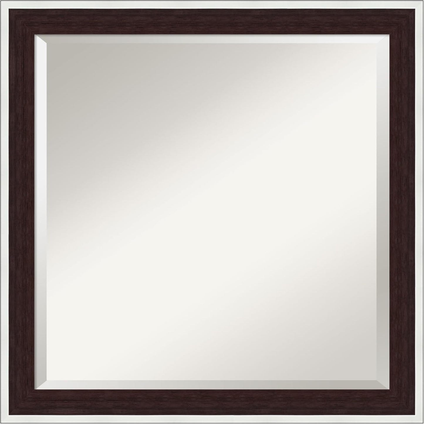 Amanti Art Wall Mirror 23x23 Maya Espresso Silver Square Bathroom Mirror for Wall Decor Living Room, Medium Modern Contemporary Frame, Hangs Horizonally and Vertically, Bathroom Decor, Beveled Edge