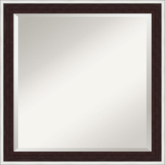 Amanti Art Wall Mirror 23x23 Maya Espresso Silver Square Bathroom Mirror for Wall Decor Living Room, Medium Modern Contemporary Frame, Hangs Horizonally and Vertically, Bathroom Decor, Beveled Edge