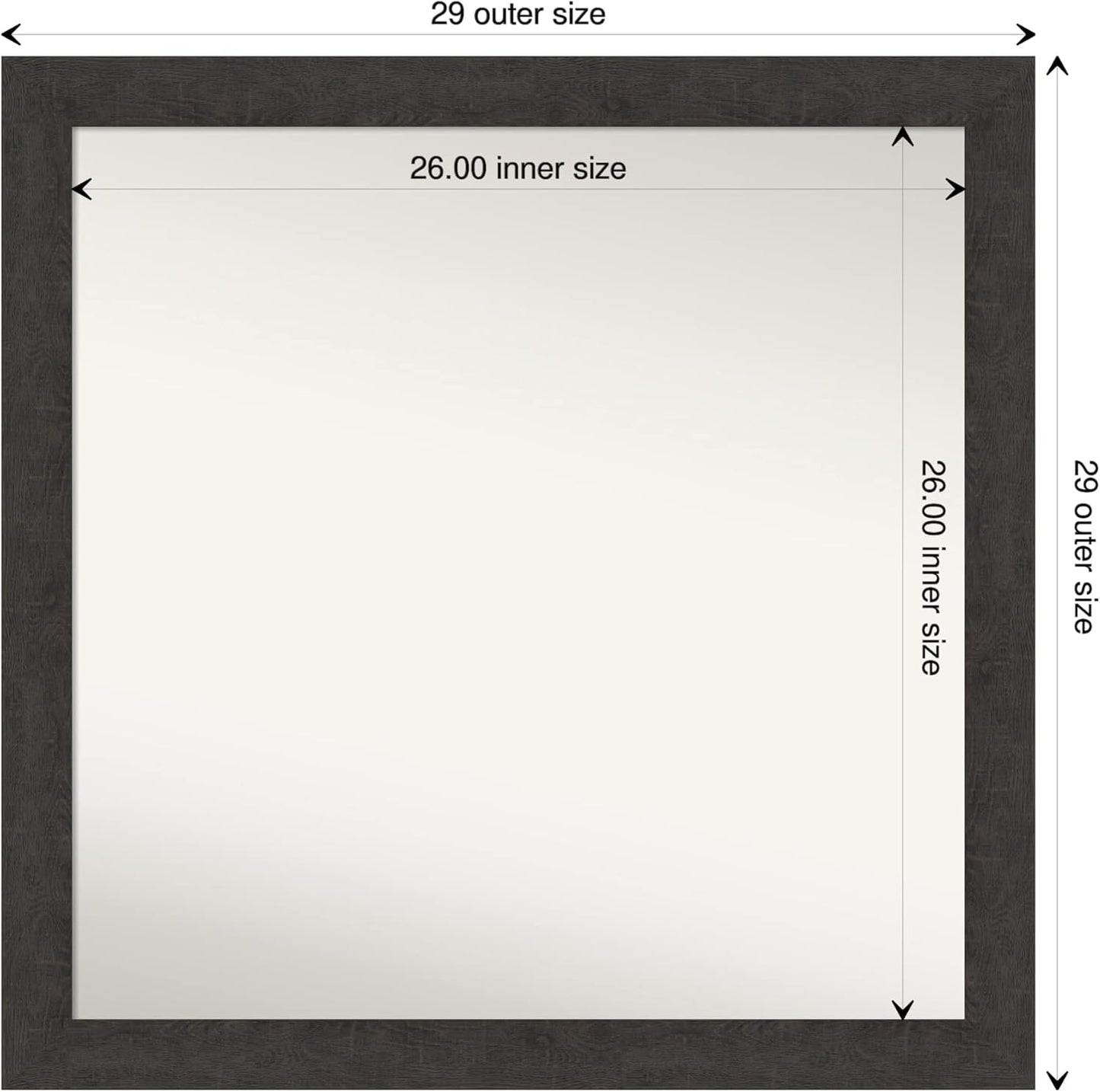 Amanti Art Brown Bathroom Mirror for Over Sink, 32x32 Rustic Plank Espresso Square Vanity Mirror, Large Country Rustic Frame, Hangs Horizonally and Vertically, Bathroom Wall Decor, Non-Beveled Edge