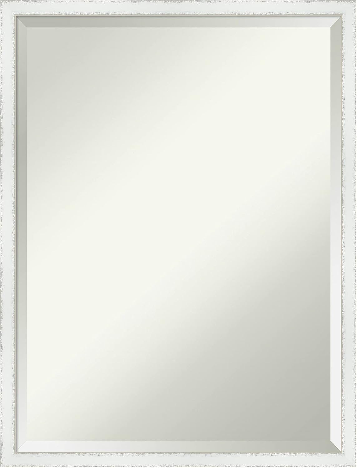 Amanti Art White Bathroom Mirror for Over Sink, 25x19 Breeze Distressed White Rectangle Vanity Mirror, Medium Country Rustic Wood Frame, Hangs Horizonally and Vertically, Bathroom Wall Decor, Beveled