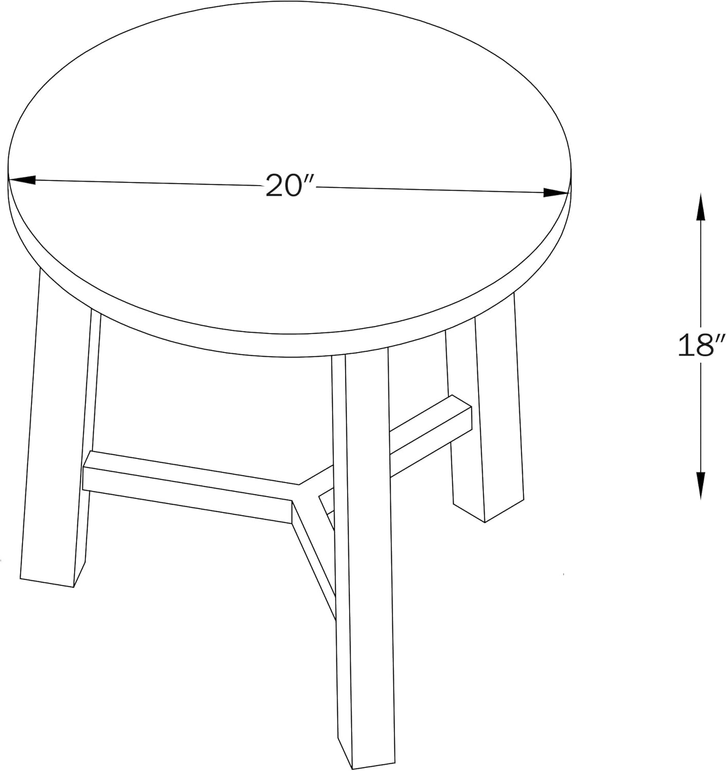 Alaterre Furniture Side Table - Newbury Collection 20-Inch Round End Table or Nightstand - Solid Wood Farmhouse Accent Furniture (Pecan Finish)