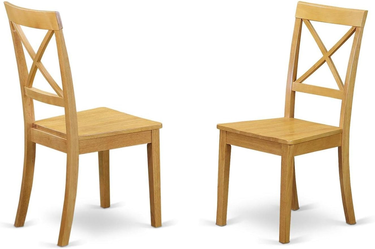 East West Furniture DLBO5-OAK-W 5 Piece Dining Set Includes a Round Dining Room Table with Dropleaf and 4 Kitchen Chairs, 42x42 Inch, Oak