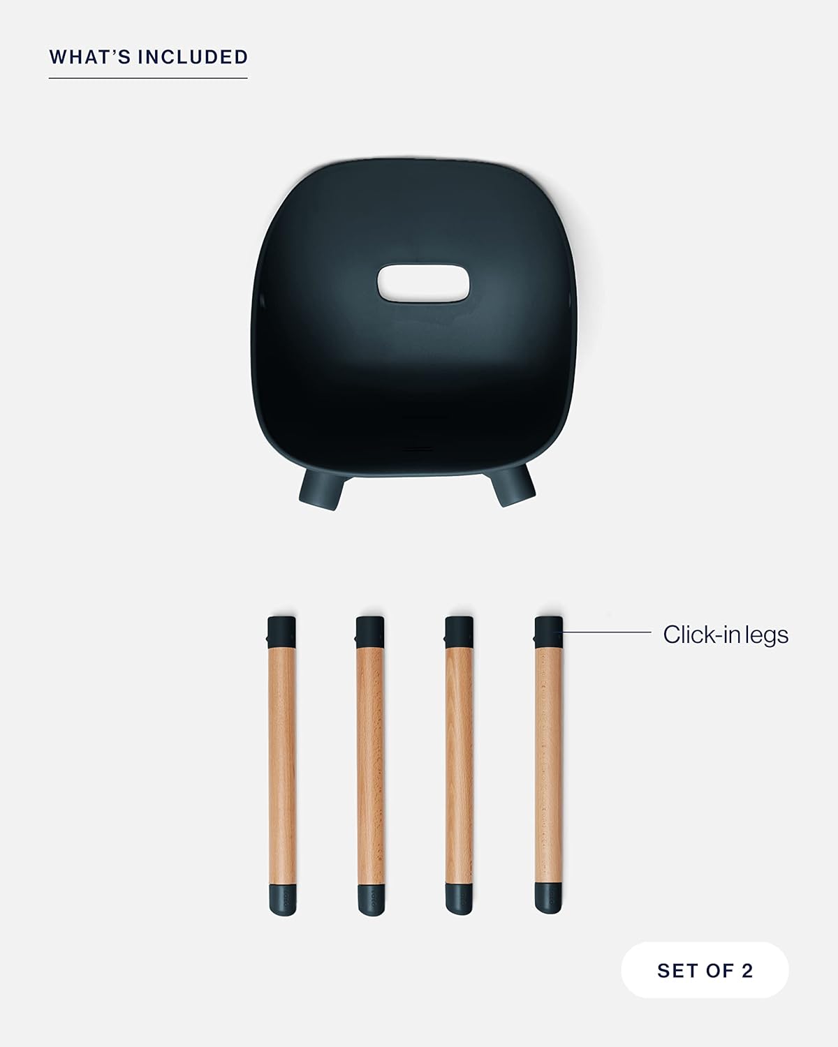 Lalo The Play Chair, Wooden and Non-Toxic Plastic Kids and Toddler Chair - Sturdy Bucket Seat and Easy to Clean Kids Chair with up to 200 lb. Weight Capacity, Set of 2 - Licorice