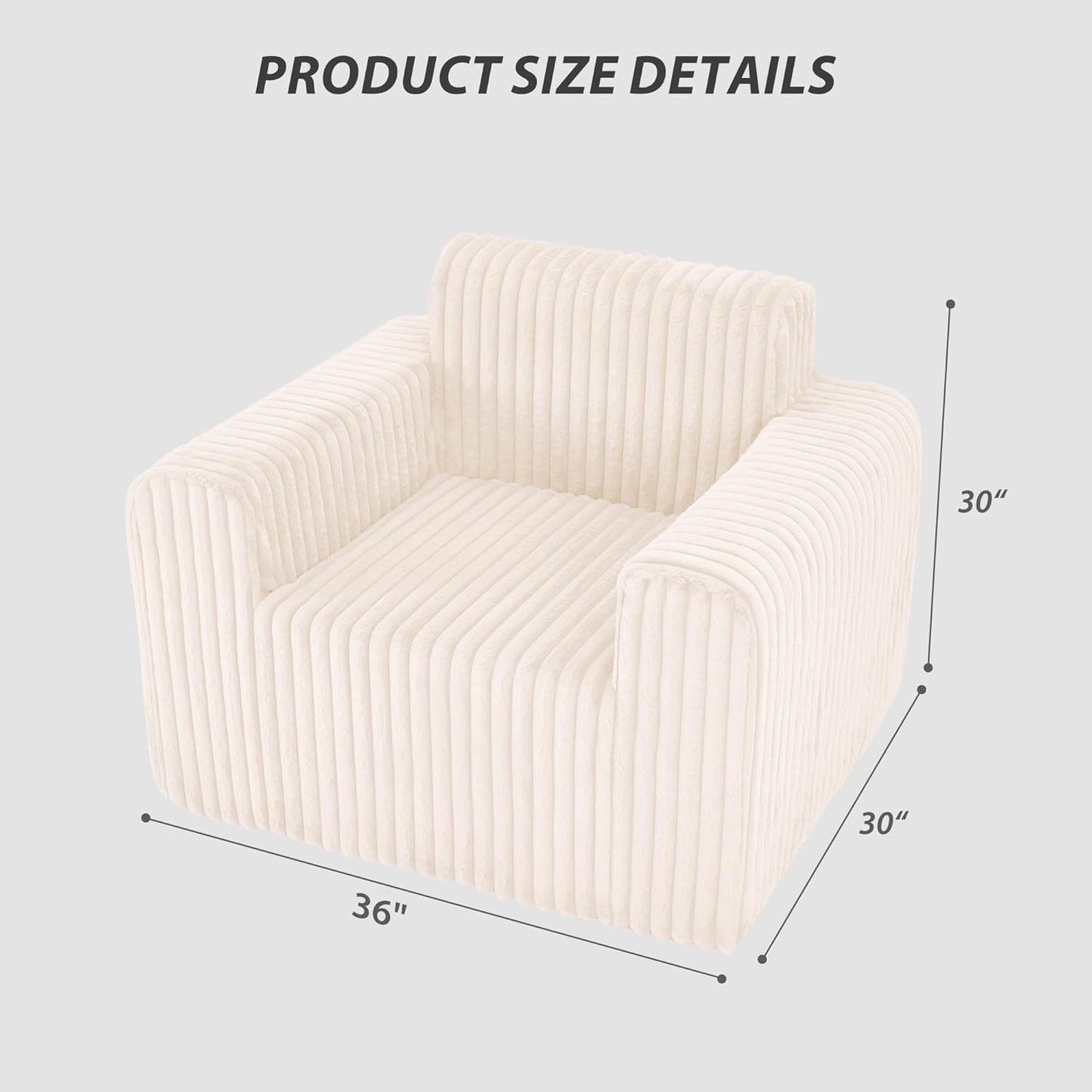 Giant Bean Bag Chair for Adults, Non-Slip Floor Sofa with High Backrest & Wider Armrest, Upgrade Whole Sponge Bean Bag Sofa Couch for Bedroom Living Room(Large,Beige,Stripe Plush)