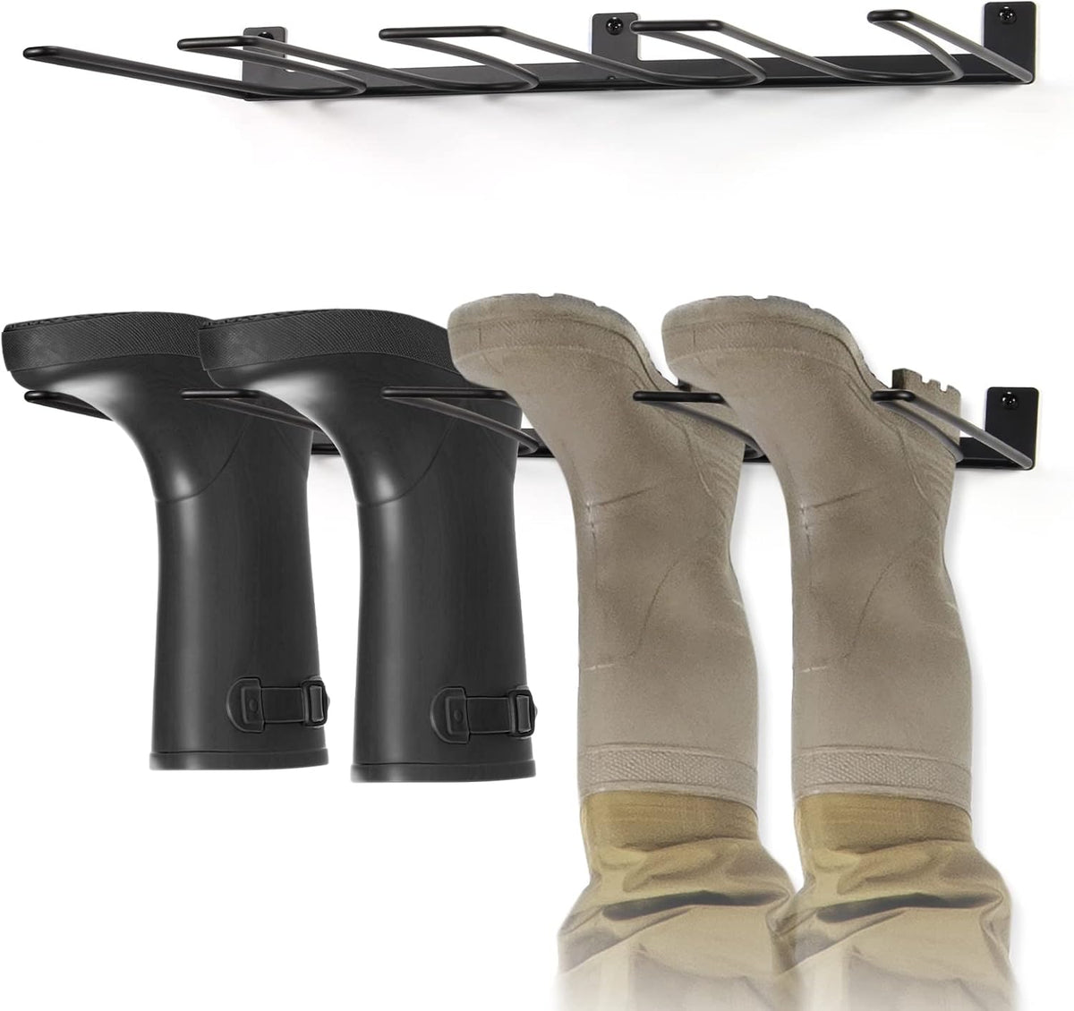 ORLESS Wader Hangers 4-Pair Boot Rack Garage Storage, Cowboy Boot Holder, Metal Wire Organizer for Entryway