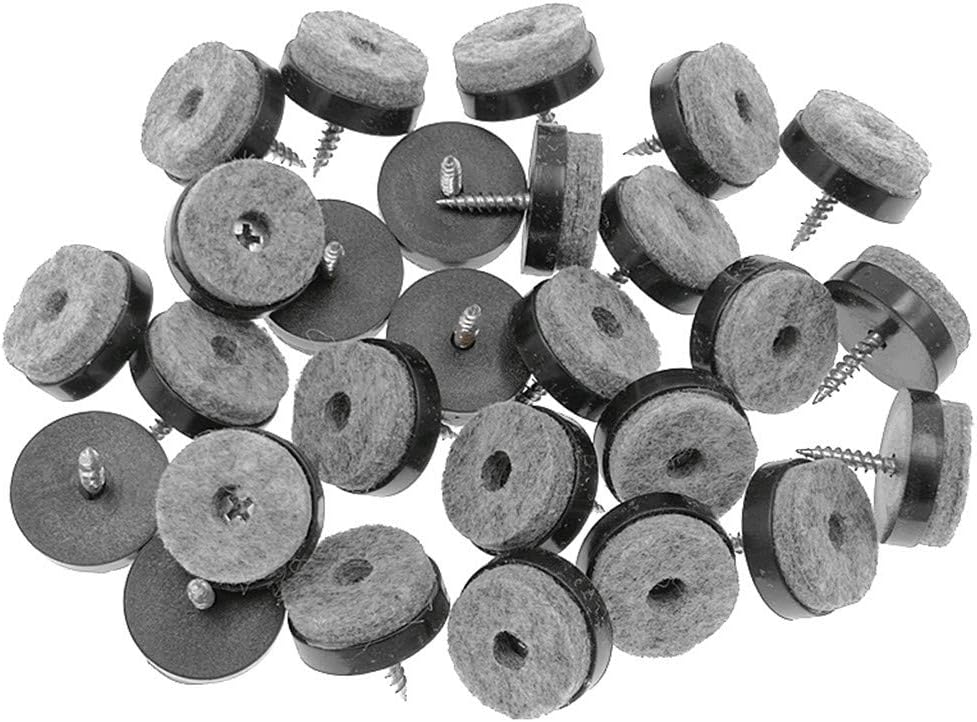 ALIMITOPIA 40pcs Screw-on Furniture Felt Pad Chair Glide Slider Hardwood Floor Protector for Wooden Leg Feet of Chair Table Furniture(Φ20mm or 0.8";Black)