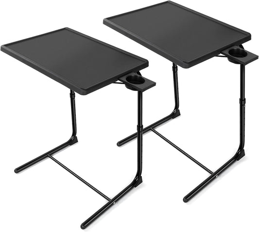 Adjustable TV Tray Set of 2 - TV Dinner Tray on Bed & Sofa, Comfortable TV Tray Table with 6 Height & 3 Tilt Angle Adjustments by HUANUO (2 Pack)