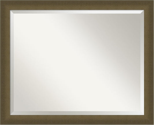 Amanti Art Bronze Bathroom Mirror for Over Sink, 26x32 Blaine Light Bronze Narrow Rectangle Vanity Mirror, Large Modern Contemporary Frame, Hangs Horizonally and Vertically, Bathroom Wall Decor