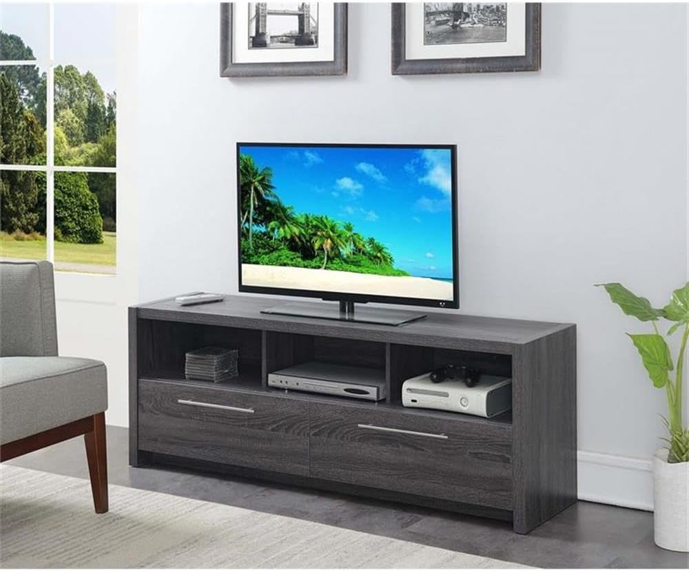 Convenience Concepts Newport Marbella 60 inch TV Stand with Cabinets and Shelves Home_Furniture_and_Decor, unspecified, Weathered Gray