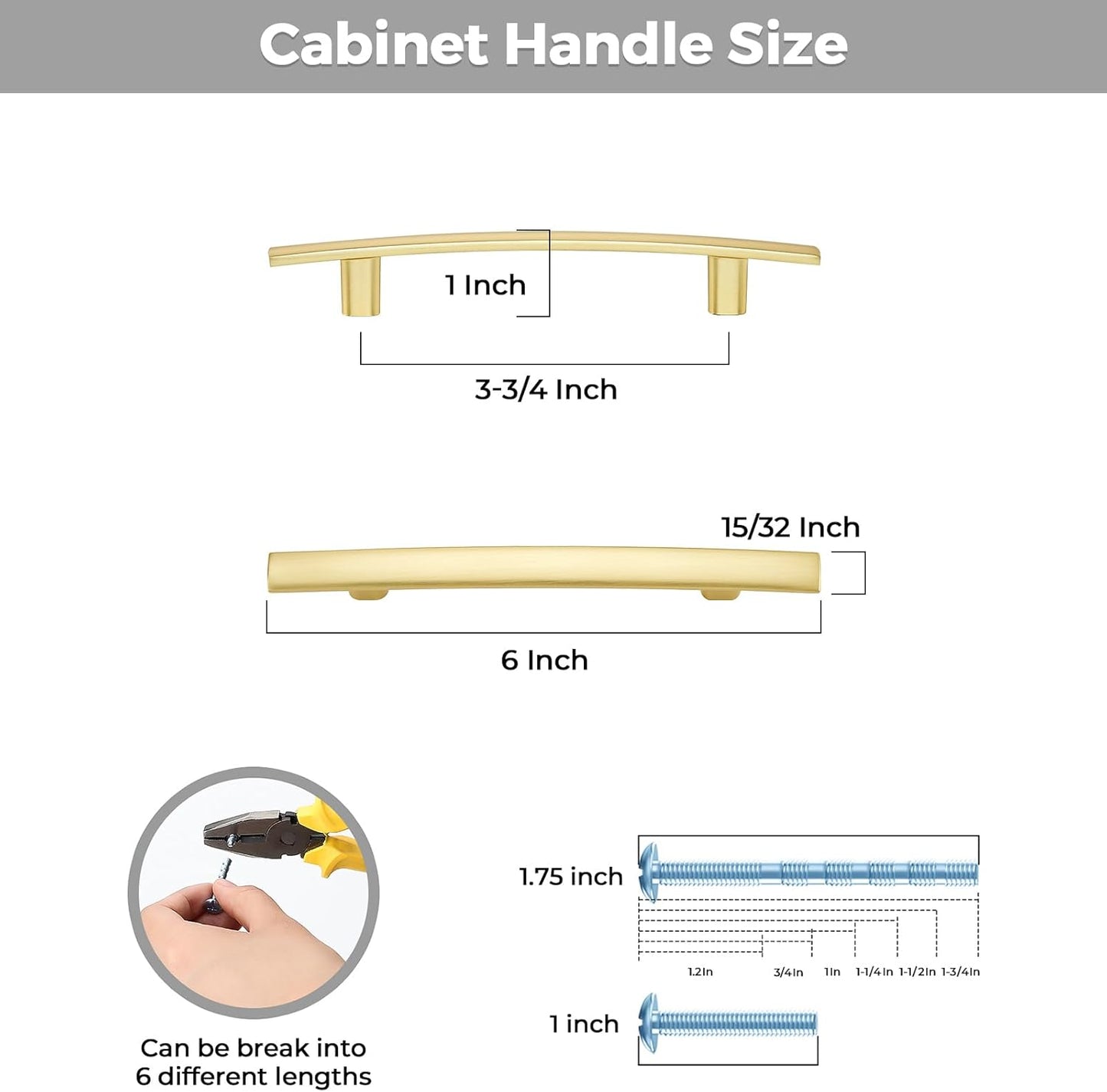 30 Pack Cabinet Handles 3.75" Hole Center - Curved Cabinet Pulls Brushed Brass Drawer Pulls for Kitchen Cupboard Solid Handles for Dresser Drawer Arch Closet Hardware