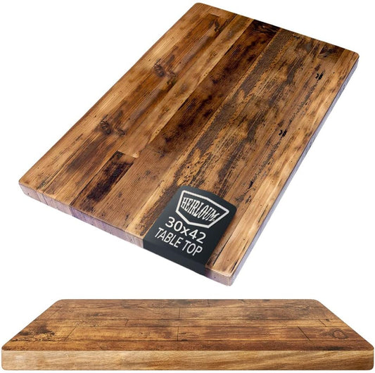 Reclaimed Wood Table Top - Rustic Recycled Wooden Piece Perfect for Kitchens, Dining and Coffee Table Tops (Reclaimed Wood Table Top - Economy, 30" x 42")