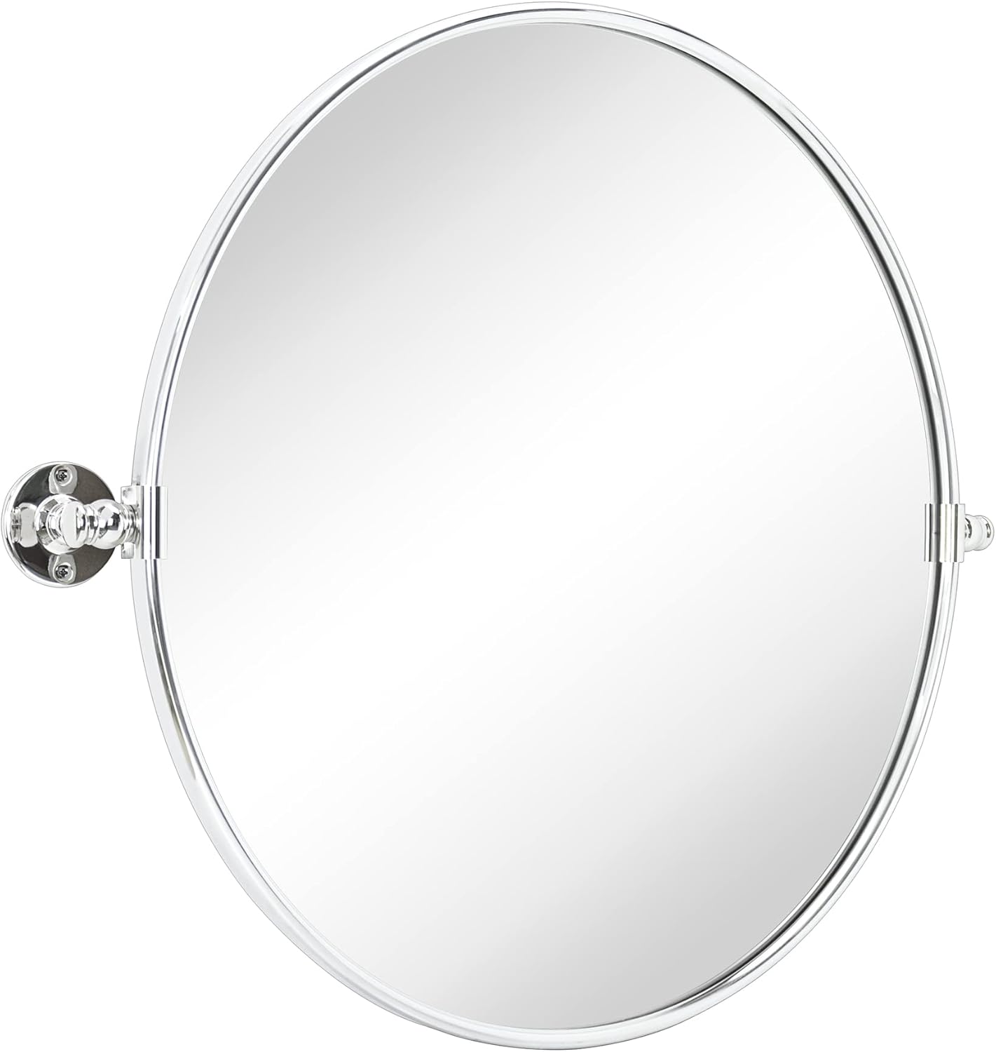 TEHOME Round Pivot Bathroom Mirror Chrome Circle Metal Framed Tilting Vanity Mirrors for Wall