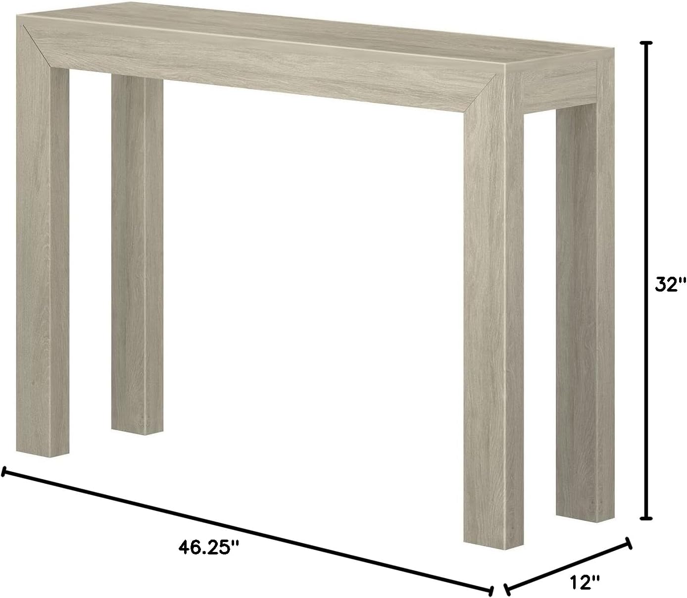 Plank+Beam Modern Solid Wood Console Table, 46.25 Inch, Sofa Table, Narrow Entryway Table for Hallway, Behind The Couch, Living Room, Foyer, Easy Assembly, Seashell