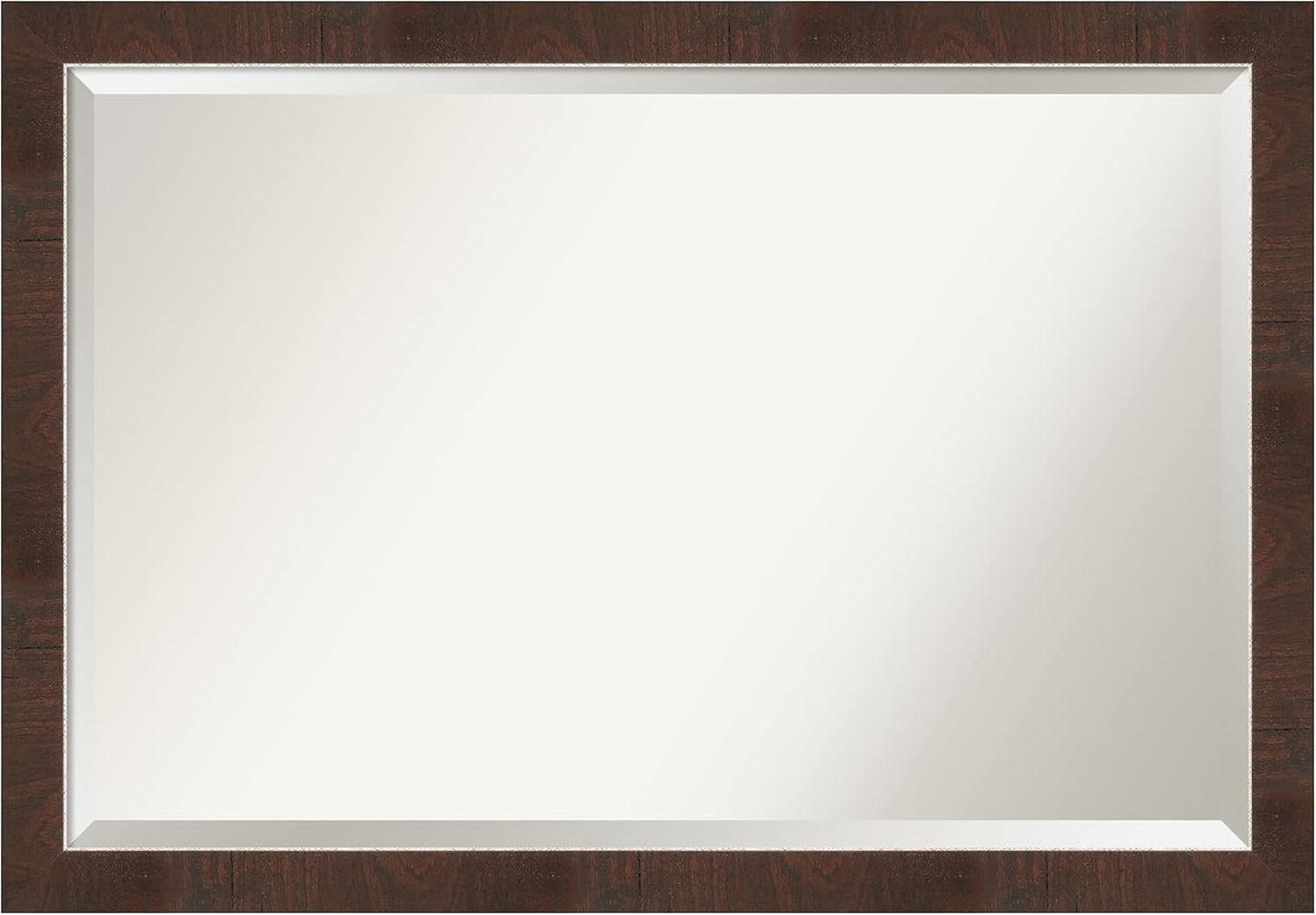 Amanti Art Brown Wall Mirror 27x39 Wildwood Brown Narrow Rectangle Bathroom Mirror for Wall Decor Living Room, Large Rustic Farmhouse Frame, Hangs Horizonally and Vertically, Bathroom Decor, Beveled