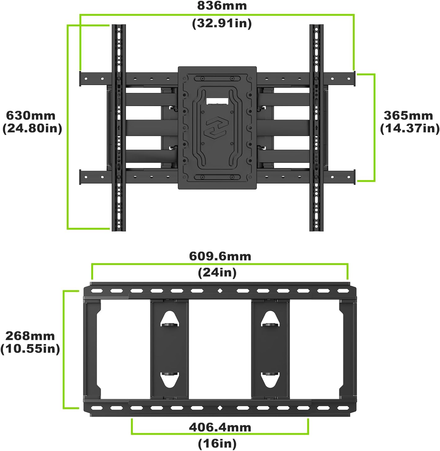 TV Wall Mount for 32"-100" up to 220 lbs, USX MOUNT Full Motion TV Mount with Swivel Tilt Dual Articulating Arms, Pre-Assembled Universal Wall Bracket, Max VESA 800x600mm, 12″-24″ Wood Studs