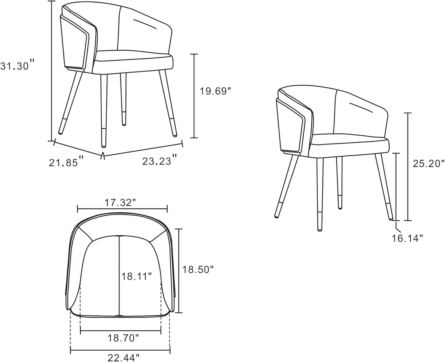 Manhattan Comfort Reeva Modern Dining Chair Upholstered in Tight Fit Leatherette, Accent Furniture with Solid Beech Wood Frame & Legs with Stylish Gold Tips, Graphite Grey
