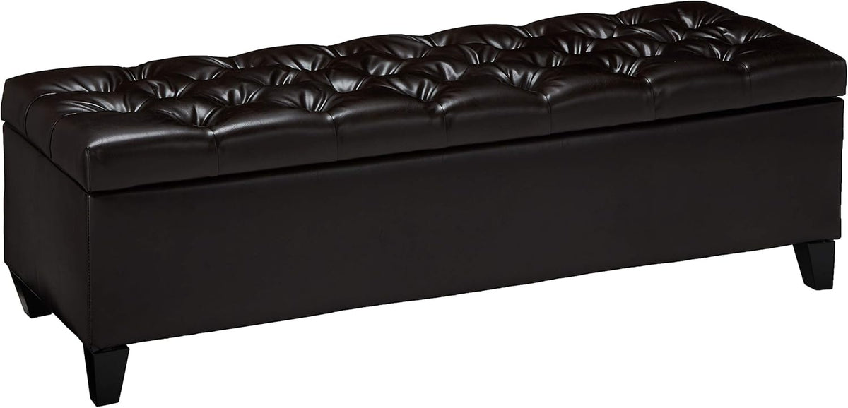 Christopher Knight Home Ottilie Leather Storage Ottoman, Brown