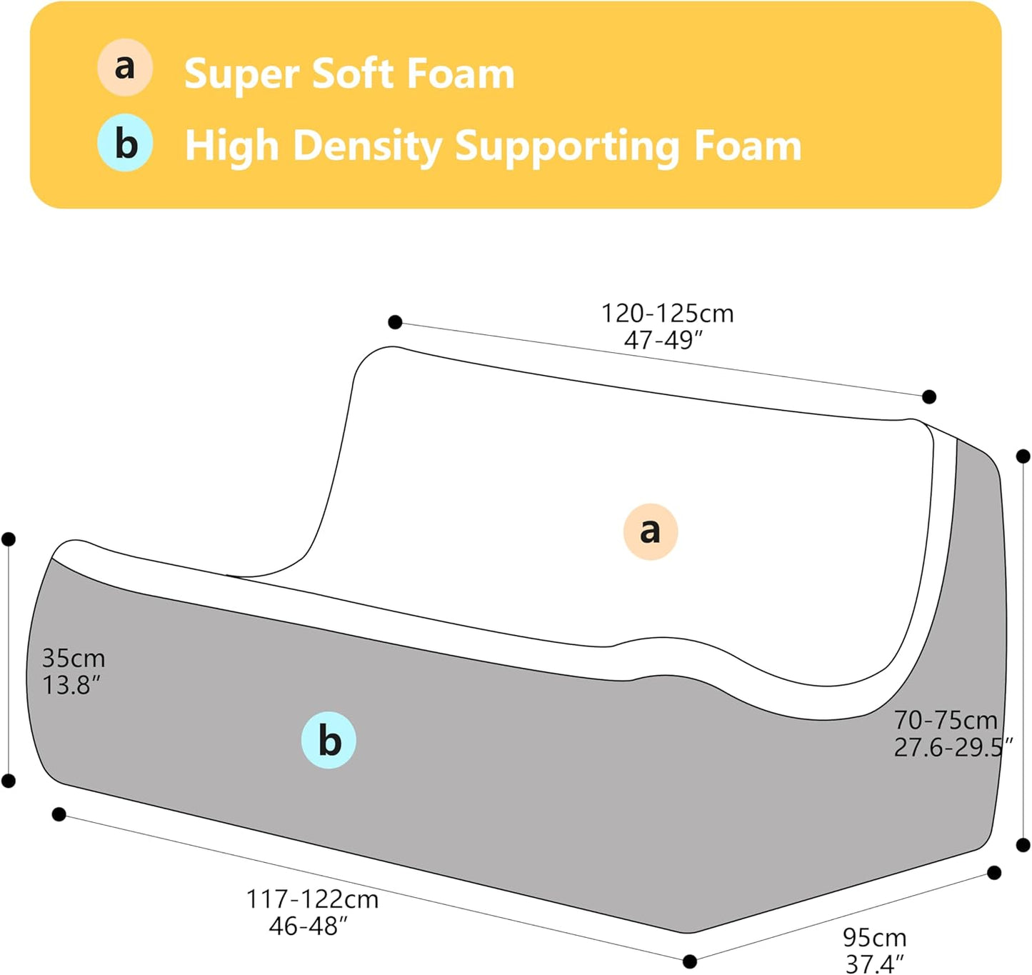 N&V Fireside Chair, Mid Century Armless Floor Sofa, Soft Premium Chenille Floor Lounge Chair, Foam Sofa Accent Chair for Living Room Bedroom and Office (White, Loveseat)