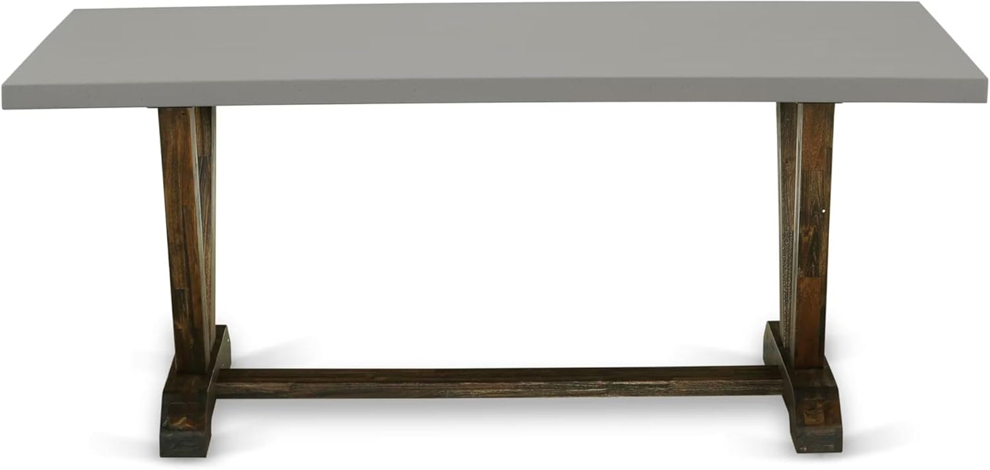 East West Furniture V797MZ716-9 9 Piece Dining Room Table Set Includes a Rectangle Kitchen Table with V-Legs and 8 Dark Khaki Linen Fabric Parson Dining Chairs, 40x72 Inch, Multi-Color