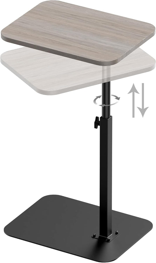 Side Table Sofa Tray for Couch Heavy Metal Base Swivel/Adjustable Height, Sofa Bed Bathroom Study TV Tray C Shaped End Table Food Snack Trays for Eating