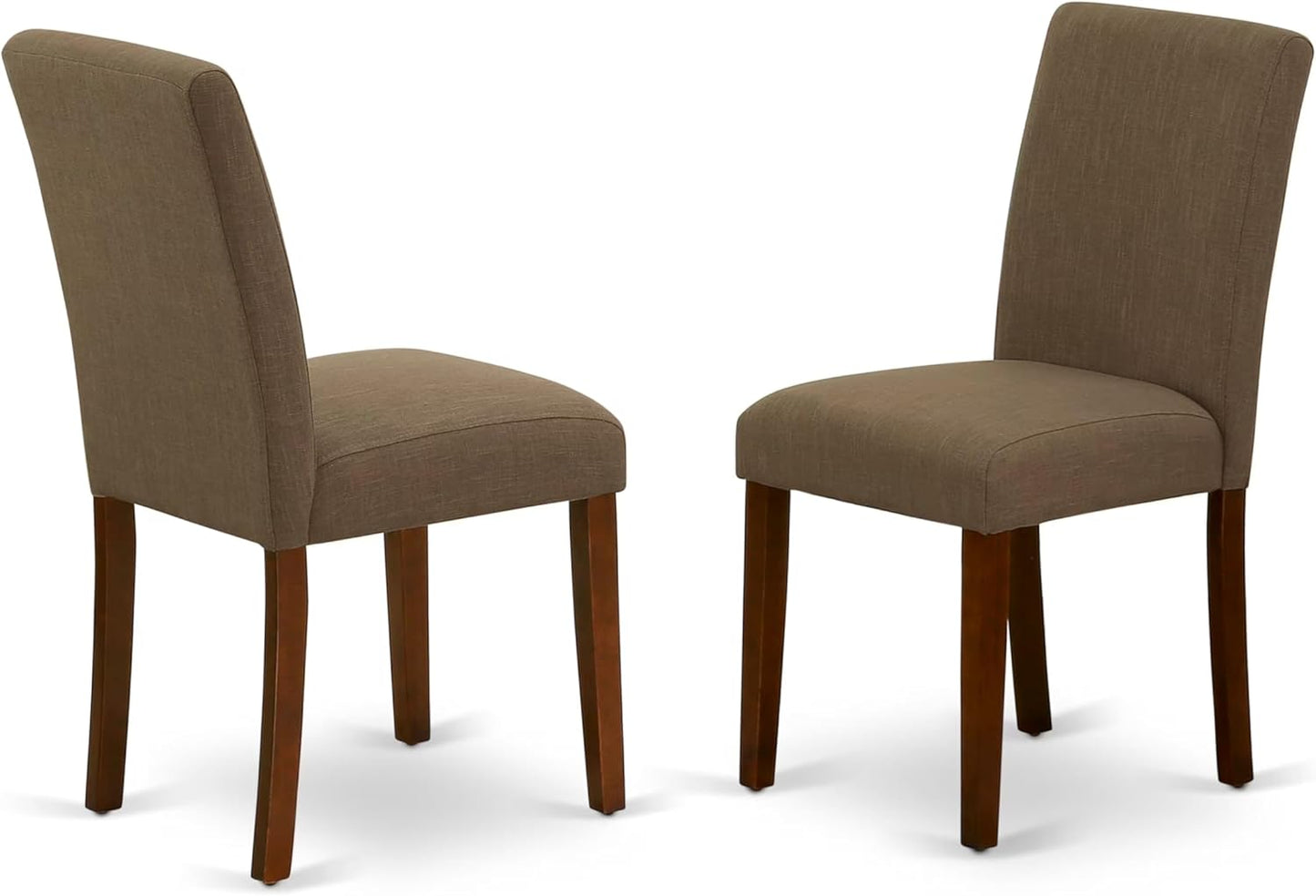 East West Furniture DMAB5-MAH-18 5 Piece Modern Dining Table Set Includes a Round Wooden Table with Dropleaf and 4 Coffee Linen Fabric Upholstered Chairs, 42x42 Inch, Mahogany