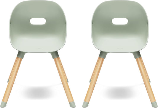 Lalo The Play Chair, Wooden and Non-Toxic Plastic Kids and Toddler Chair - Sturdy Bucket Seat and Easy to Clean Kids Chair with up to 200 lb. Weight Capacity, Set of 2 - Sage